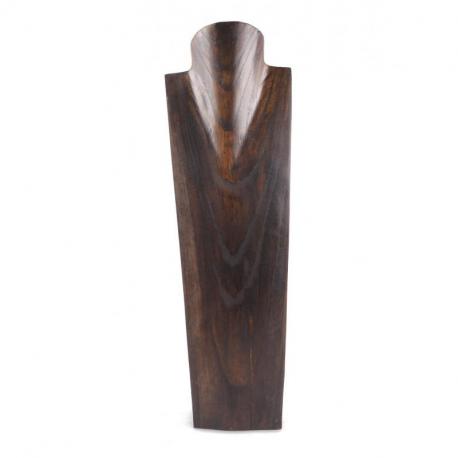 Présentoir spécial colliers longs 50cm buste en bois "chocolat"