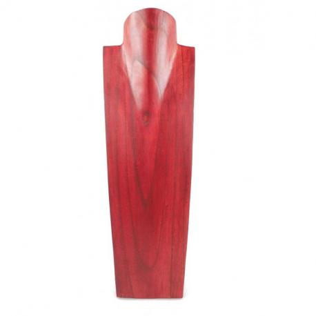 Présentoir spécial colliers longs 50cm buste en bois massif rouge