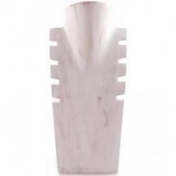 Présentoir en bois pour colliers et pendentifs 30cm | Finition "Blanc Cérusé"
