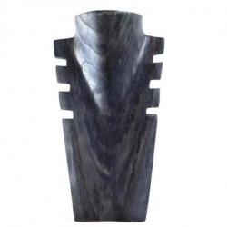 Buste cranté en bois noir vintage 25cm - Présentoir à Colliers