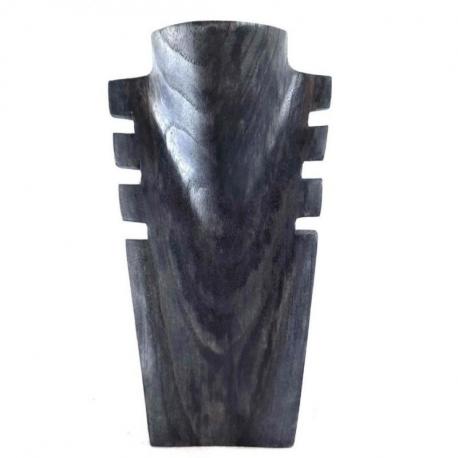 Buste cranté en bois noir vintage 25cm - Présentoir à Colliers