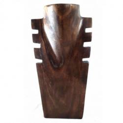 Buste cranté en bois marron 25cm - Présentoir à Colliers