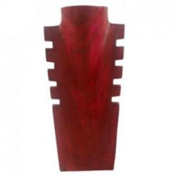 Présentoir à colliers cranté en bois rouge 30cm