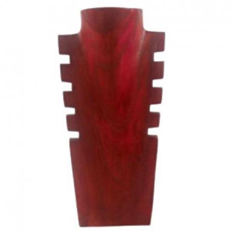 Présentoir à colliers cranté en bois rouge 30cm