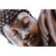 Statue de Bouddha assis 30cm en bois massif sculpté main