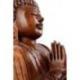 Grande statue de Bouddha assis en bois massif sculpté main 40cm
