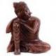 Statue Bouddha penseur 20cm en bois massif sculpté main