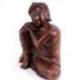Statue Bouddha penseur 20cm en bois massif sculpté main