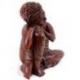 Statue Bouddha penseur 20cm en bois massif sculpté main