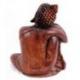 Statue Bouddha penseur 20cm en bois massif sculpté main