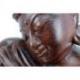 Statue Bouddha penseur 20cm en bois massif sculpté main