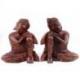 Statue Bouddha penseur 20cm en bois massif sculpté main