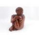 Statue de Bouddha assis 20cm en bois massif sculpté main