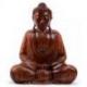 Statue Bouddha assis en position du lotus 30cm Bois marron sculpté main