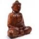 Statue Bouddha assis en position du lotus 30cm Bois marron sculpté main