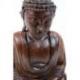 Statue Bouddha assis en position du lotus 30cm Bois marron sculpté main