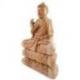 Statue de Bouddha assis sur lotus 40cm - Bois teinte naturelle