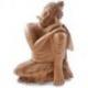 Statue de Bouddha assis 30cm - Bois massif brut sculpté main.