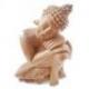 Statue de Bouddha assis 30cm - Bois massif brut sculpté main.