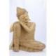 Statue du Bouddha Penseur 30cm en bois sculpté à la main