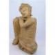 Statue du Bouddha Penseur 30cm en bois sculpté à la main