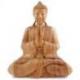 Grande statue de Bouddha assis en bois brut massif sculpté main 40cm
