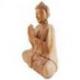 Grande statue de Bouddha assis en bois brut massif sculpté main 40cm