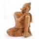 Statue de Bouddha penseur 20cm en bois brut sculpté main