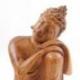 Statue de Bouddha penseur 20cm en bois brut sculpté main