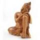 Statue de Bouddha penseur 20cm en bois brut sculpté main