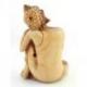 Statue de Bouddha penseur 20cm en bois brut sculpté main