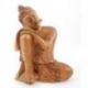 Statuette Bouddha penseur 20cm sculpture en bois naturel