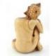 Statuette Bouddha penseur 20cm sculpture en bois naturel
