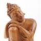 Statuette Bouddha penseur 20cm sculpture en bois naturel