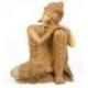 Statue du Bouddha penseur 40cm - Bois massif brut sculpté.