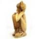 Statue du Bouddha penseur 40cm - Bois massif brut sculpté.