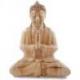 Statue de Bouddha assis mains jointes en bois brut 30cm