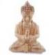 Statue de Bouddha assis mains jointes en bois brut 30cm