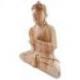 Statue de Bouddha assis mains jointes en bois brut 30cm
