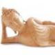 Statue de Bouddha couché 30cm en bois exotique brut. Décoration Zen.