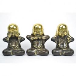 Les 3 moines "secret du bonheur". Statuettes en laiton 8cm.