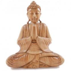 Statuette Bouddha Atmanjali en bois sculpté 20cm - Décoration Zen