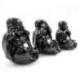 Statuettes "3 Bouddhas de la sagesse" en résine laquée noir brillant.