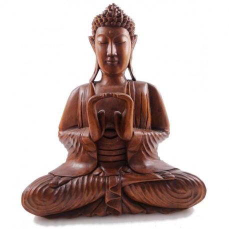 Sculpture Bouddha 40cm en bois sculpté | Décoration Zen