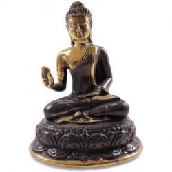 Statue de Bouddha assis sur lotus 17cm en laiton