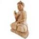 Sculpture Bouddha assis sur lotus en bois brut 40cm.