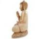 Sculpture Bouddha assis sur lotus en bois brut 40cm.