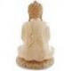 Sculpture Bouddha assis sur lotus en bois brut 40cm.