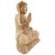 Sculpture Bouddha assis sur lotus en bois brut 40cm.