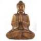 Grande statue de Bouddha assis en bois massif sculpté main 50cm